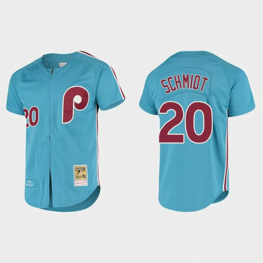 Men’s Mike Schmidt Philadelphia Phillies Cooperstown Collection Authentic Jersey – Light Blue