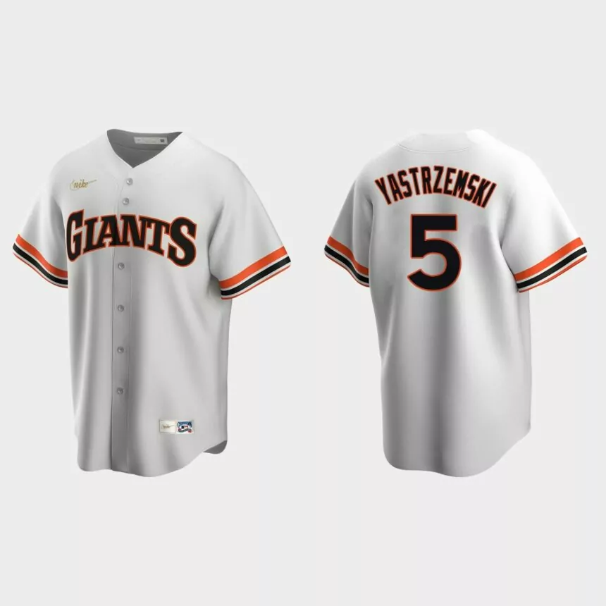 Men’s Mike Yastrzemski #5 San Francisco Giants Cooperstown Collection Home Jersey – White