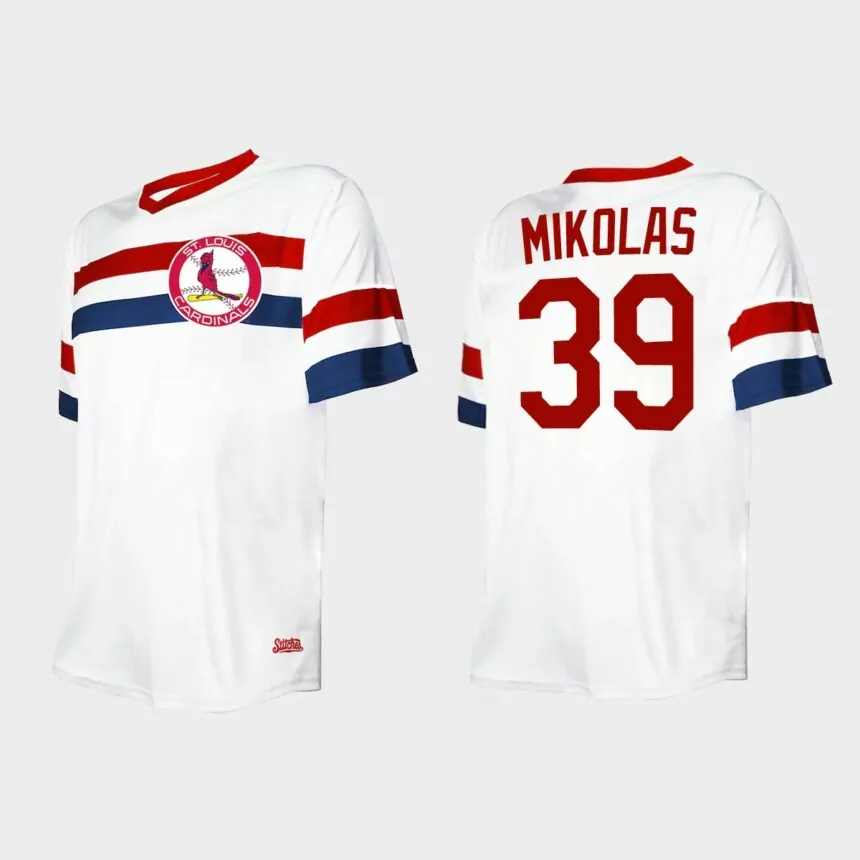 Men’s Miles Mikolas St. Louis Cardinals Cooperstown Collection V-Neck Jersey – White