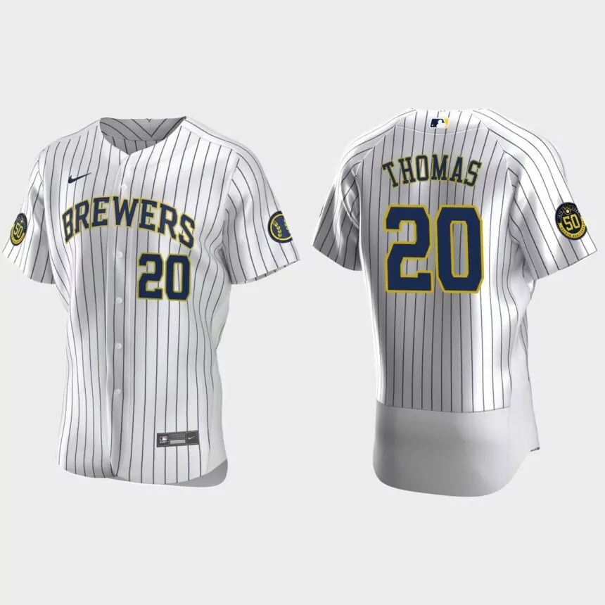 Men’s Milwaukee Brewers Gorman Thomas White Authentic Retired Player Jersey