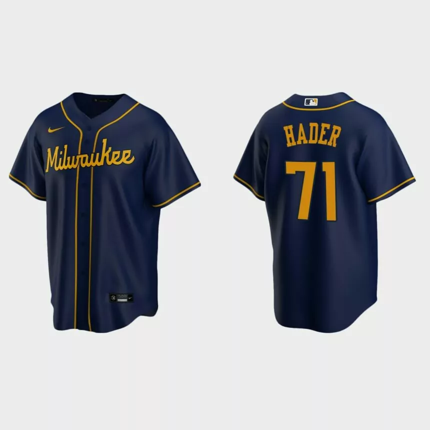 Men’s Milwaukee Brewers Josh Hader Alternate Replica Jersey – Navy