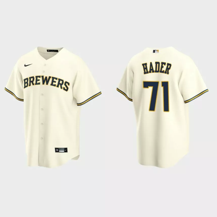 Men’s Milwaukee Brewers Josh Hader Home Replica Jersey – Cream