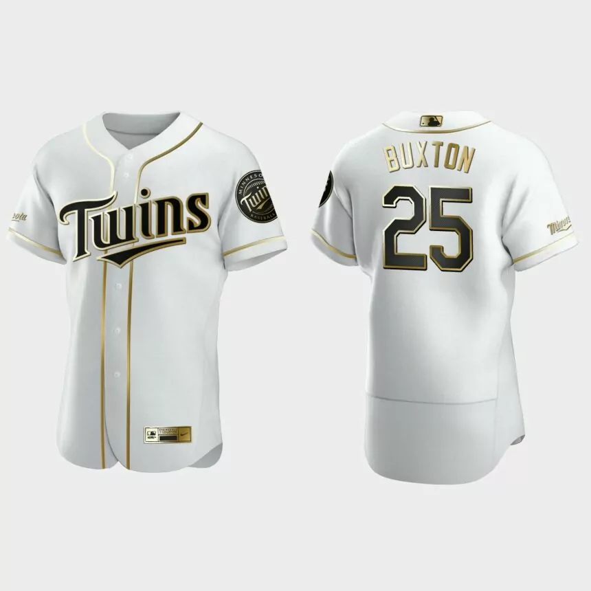 Men’s Minnesota Twins Byron Buxton Authentic Golden Edition Jersey – White