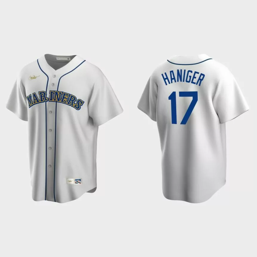 Men’s Mitch Haniger #17 Seattle Mariners Cooperstown Collection Home Jersey – White