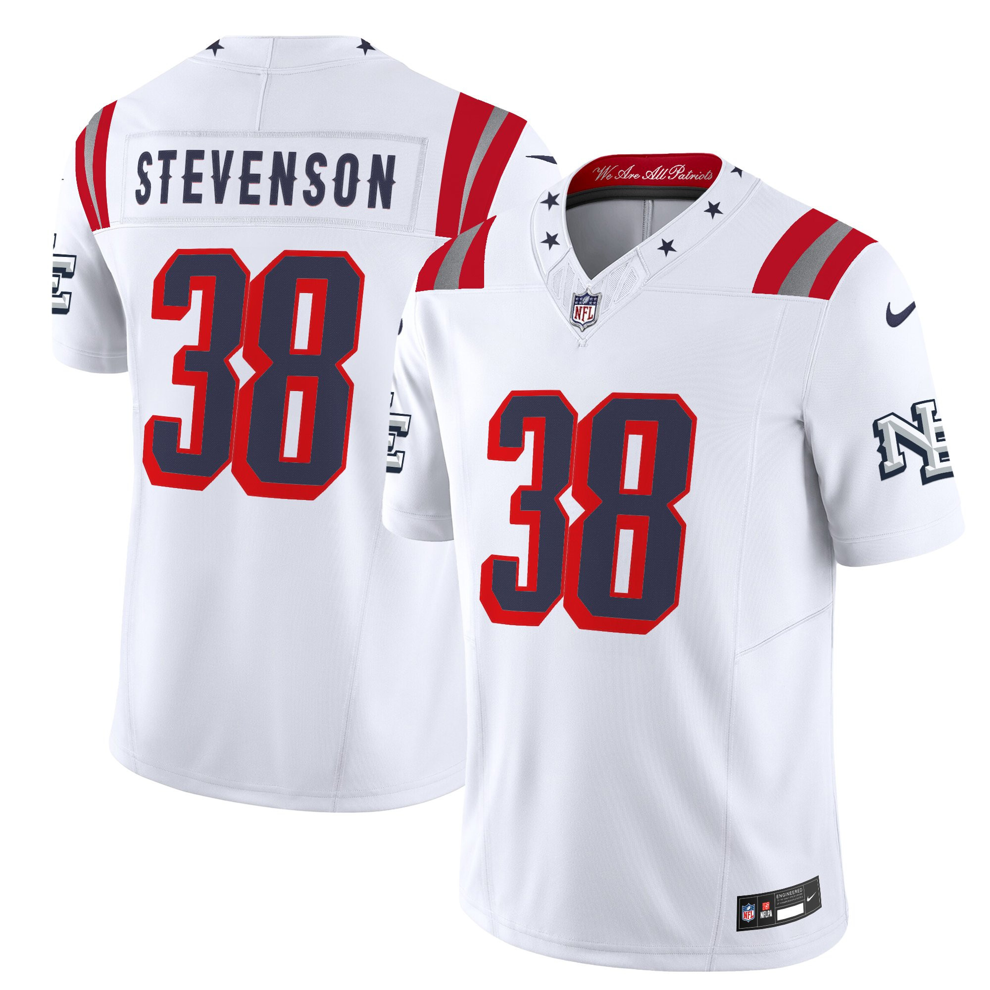 Men’s New England Patriots 2025 “Rivalries” Vapor Limited Jersey – All Stitched Rhamondre Stevenson  3 8