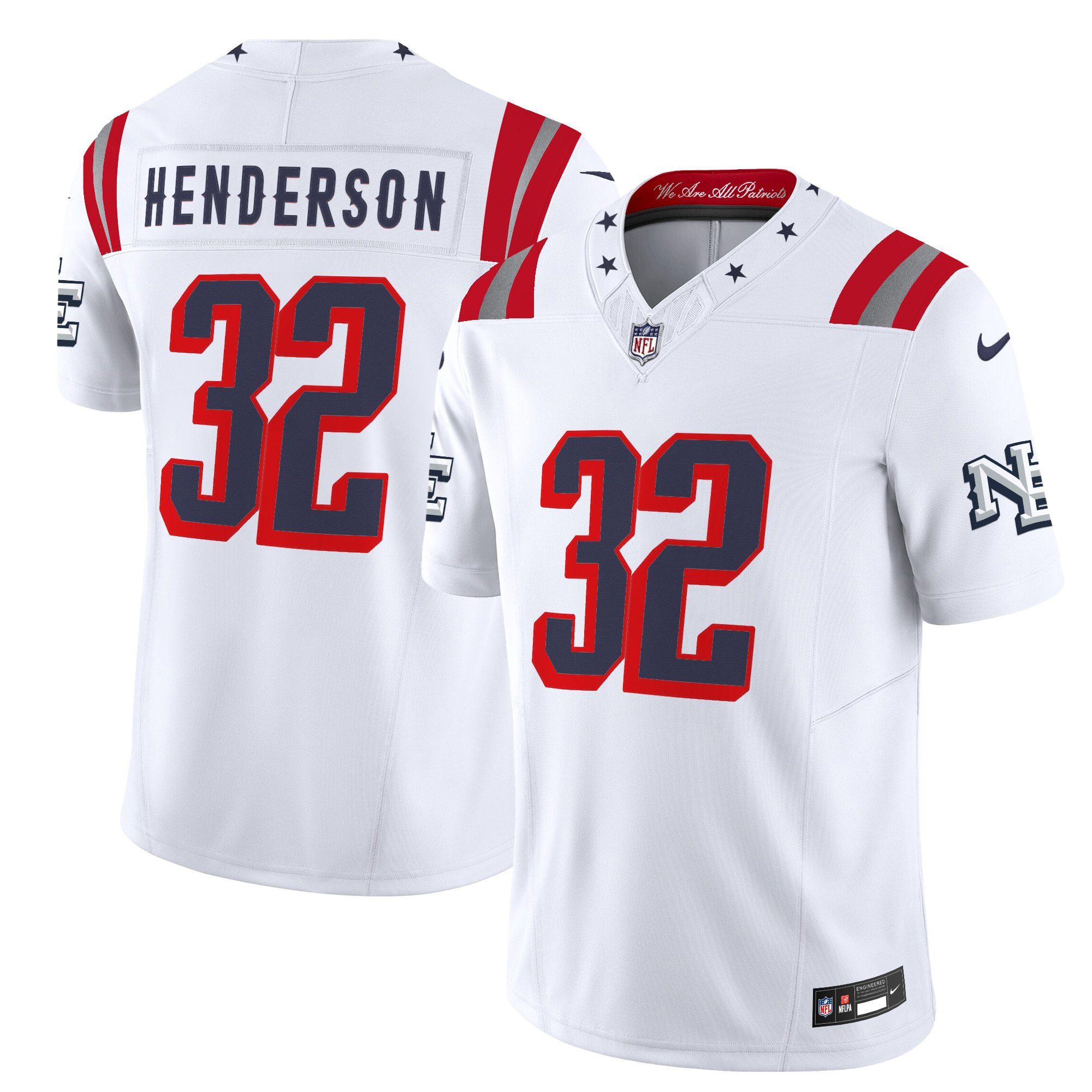 Men’s New England Patriots 2025 “Rivalries” Vapor Limited Jersey – All Stitched TreVeyon  Henderson     32