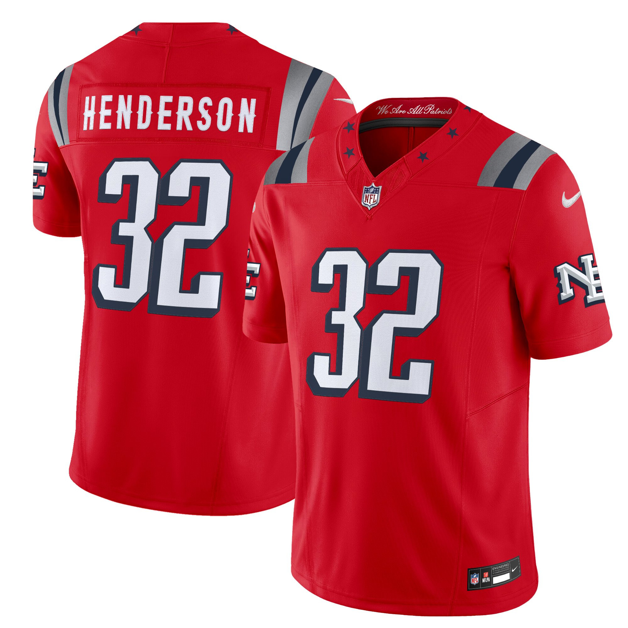 Men’s New England Patriots 2025 “Rivalries” Vapor Limited Jersey – All Stitched TreVeyon Henderson     32