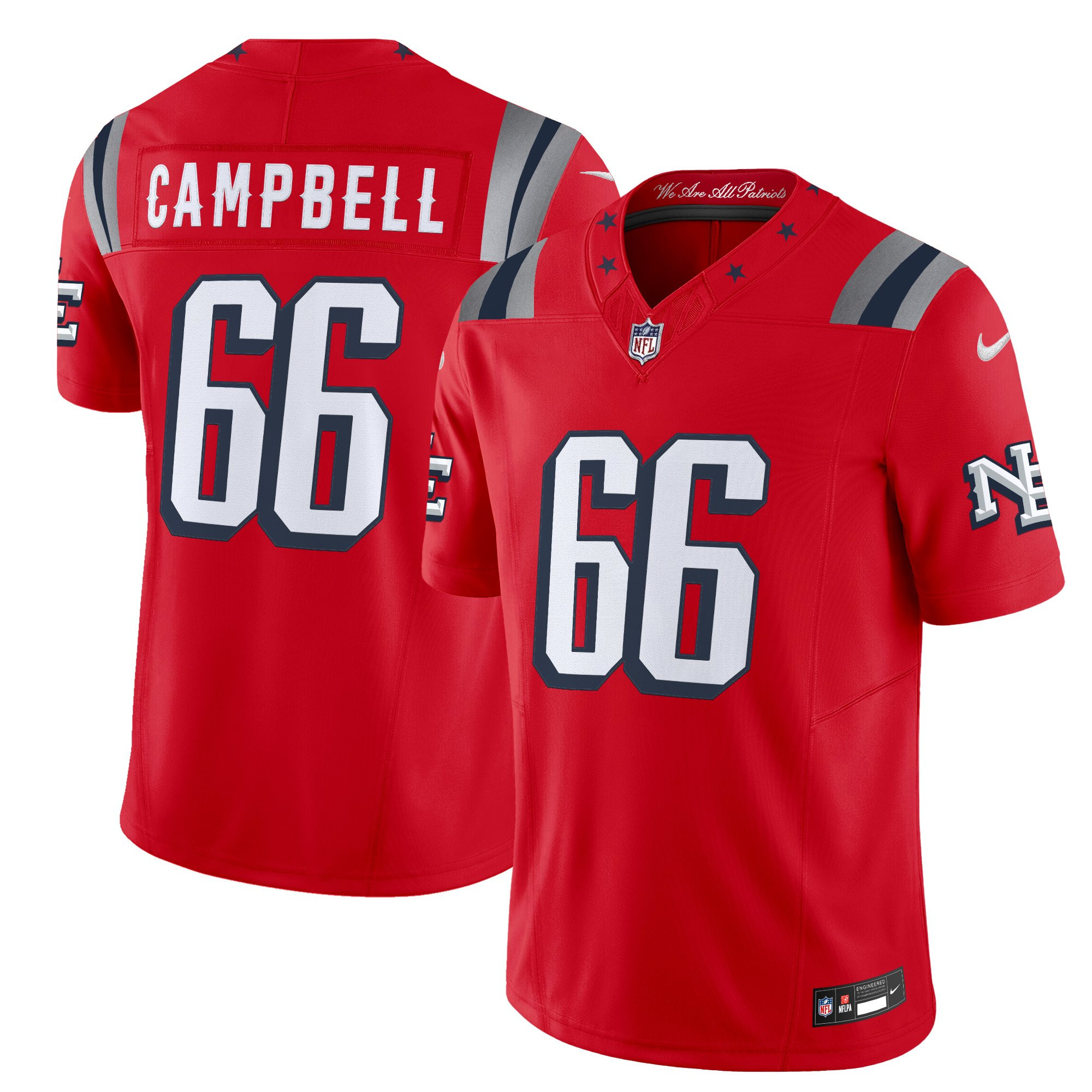 Men’s New England Patriots 2025 “Rivalries” Vapor Limited Jersey – All Stitched Will Campbell    66
