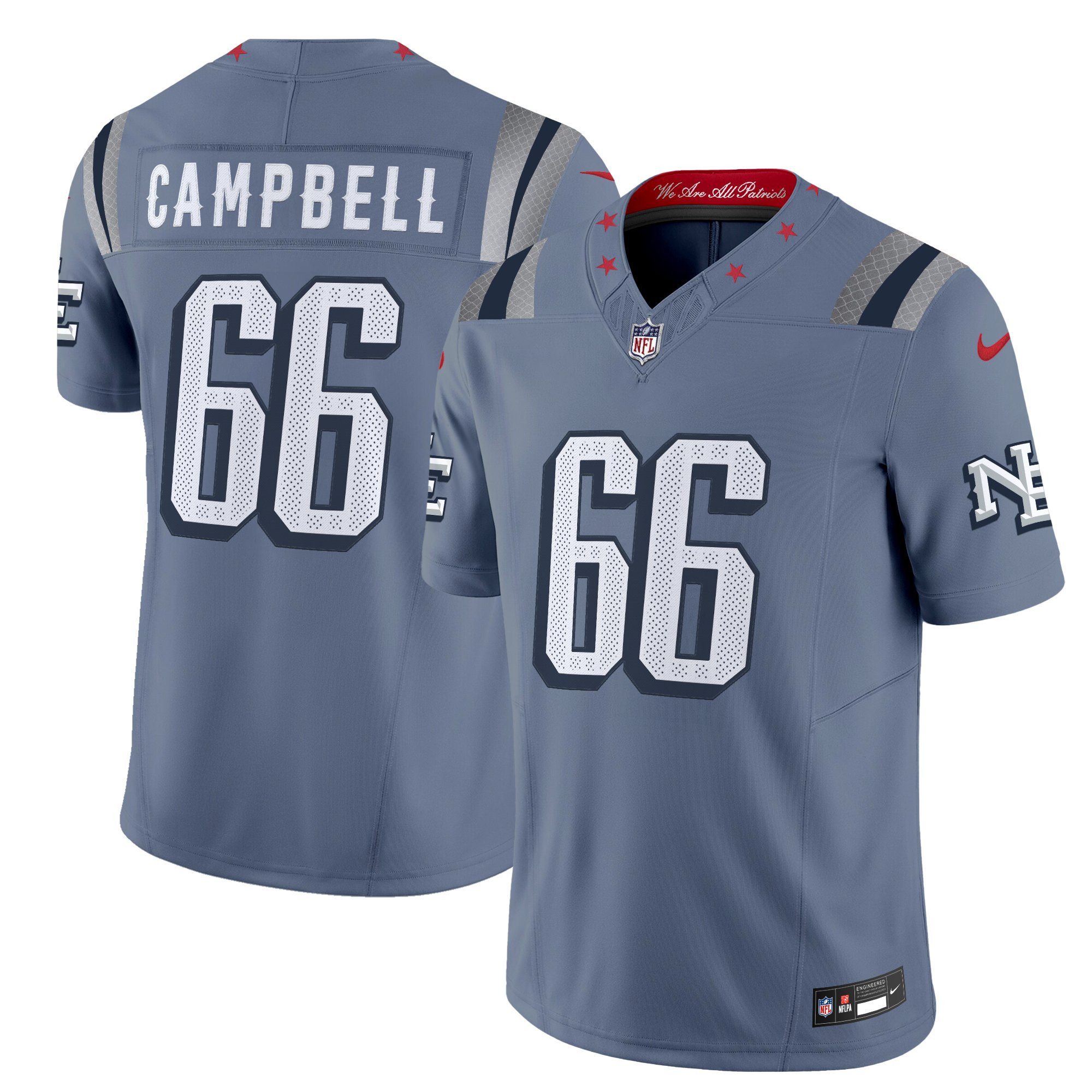 Men’s New England Patriots 2025 “Rivalries” Vapor Limited Jersey – All Stitched Will Campbell