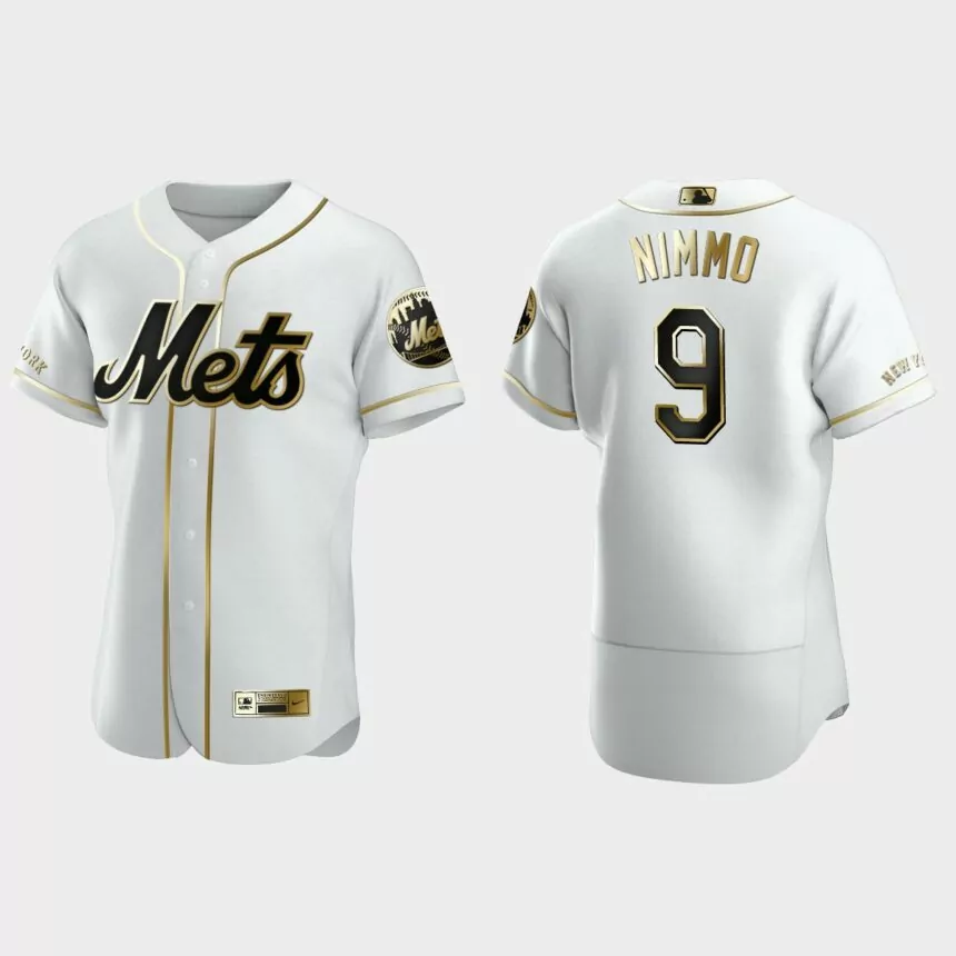 Men’s New York Mets Brandon Nimmo Authentic Golden Edition Jersey – White