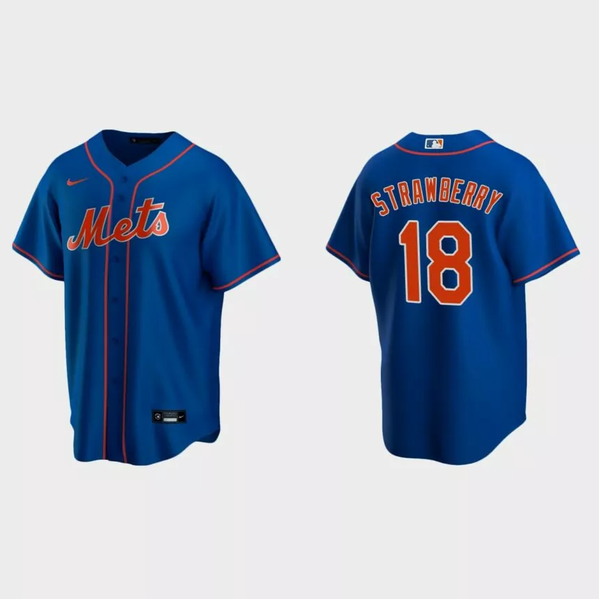 Men’s New York Mets Darryl Strawberry Alternate Replica Jersey – Royal
