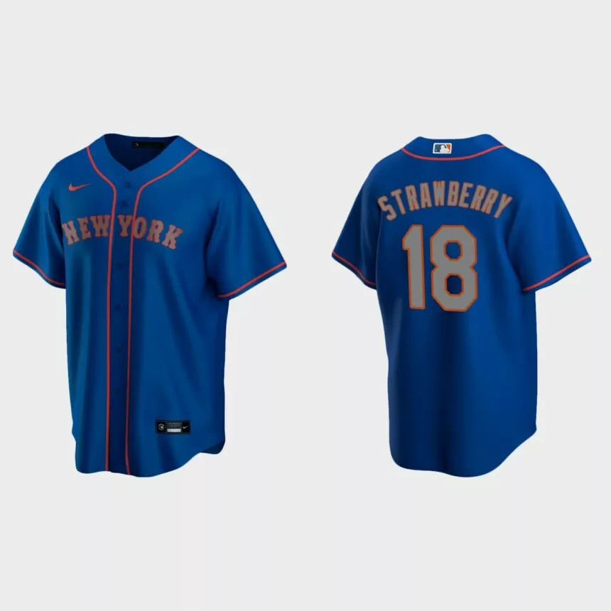 Men’s New York Mets Darryl Strawberry Alternate Road Replica Jersey – Royal