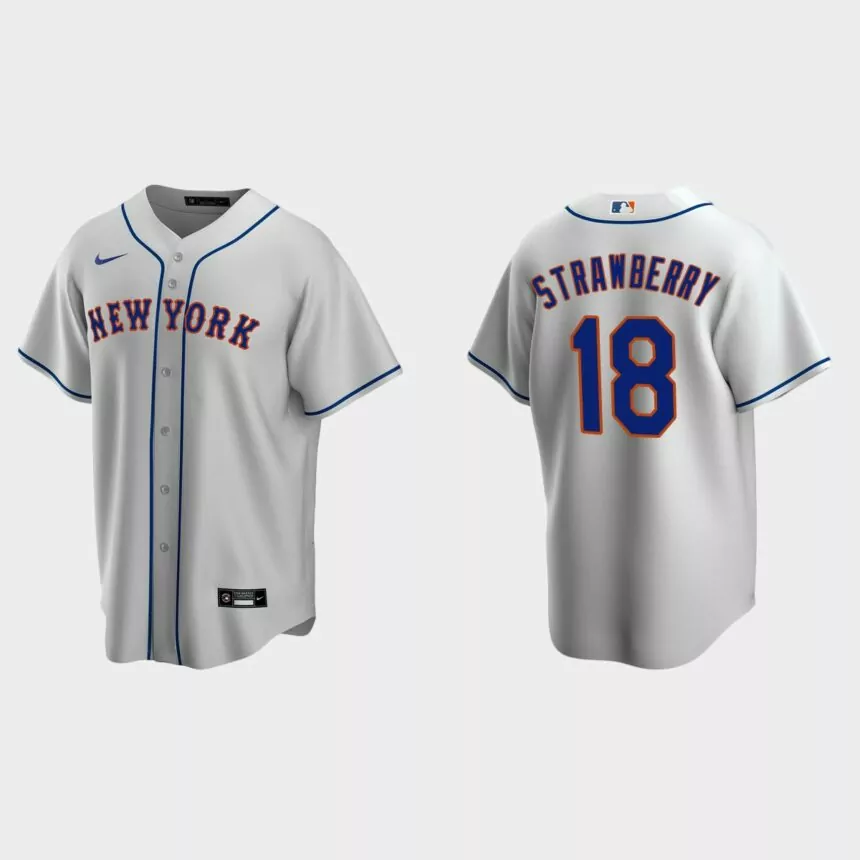 Men’s New York Mets Darryl Strawberry Road Replica Jersey – Gray