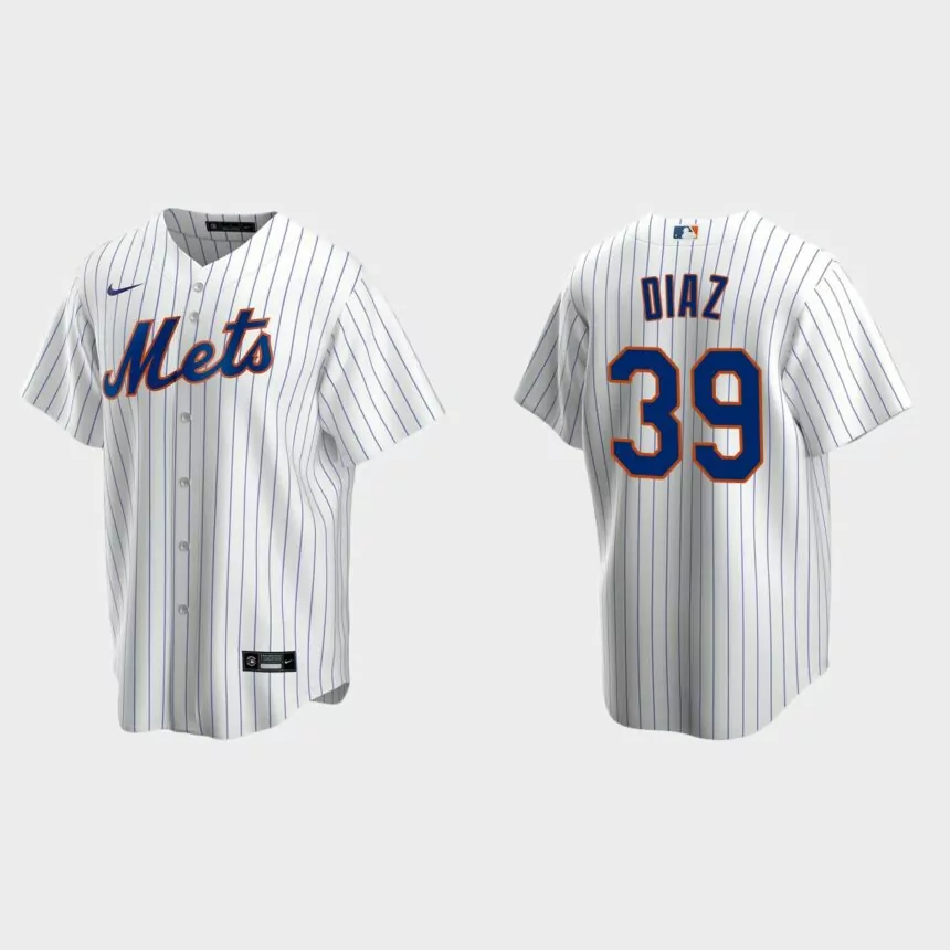 Men’s New York Mets Edwin Diaz Home Replica Jersey – White