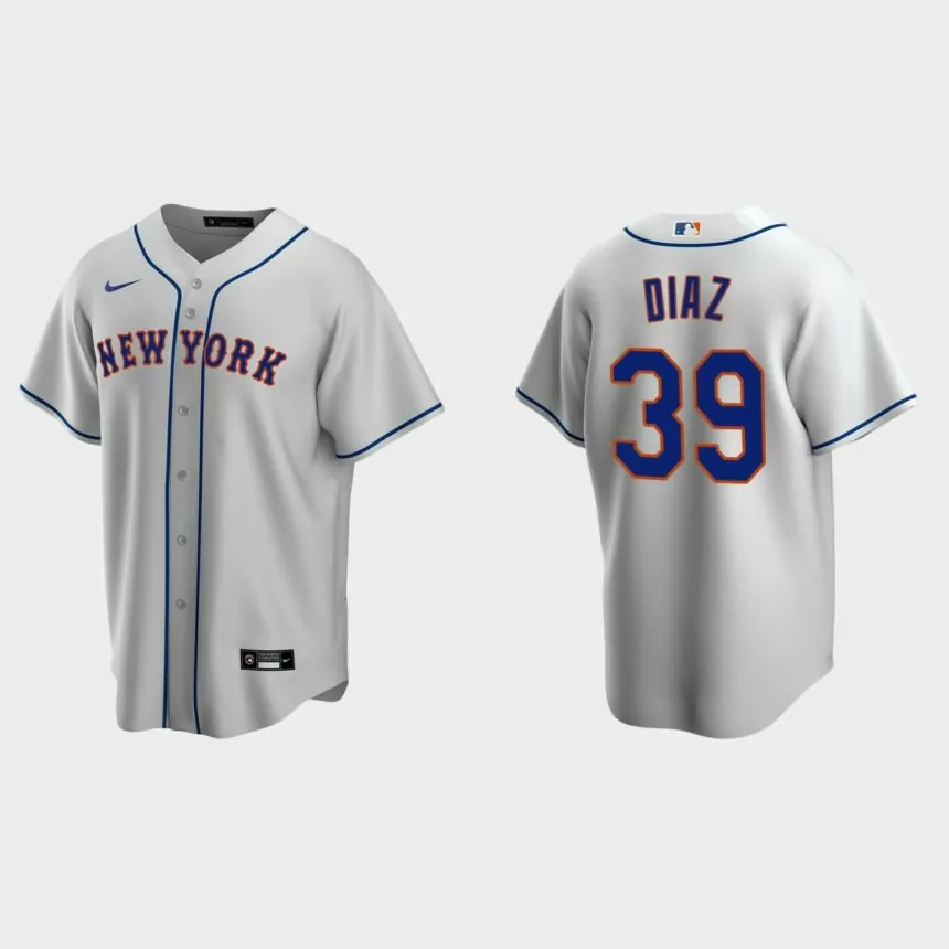 Men’s New York Mets Edwin Diaz Road Replica Jersey – Gray