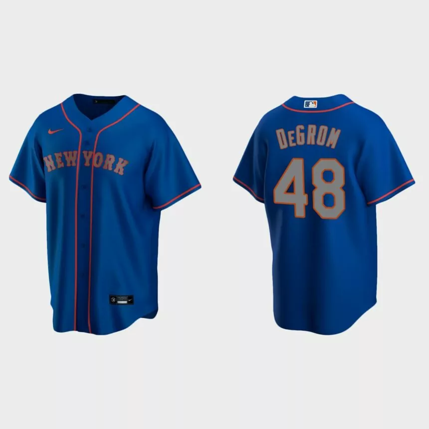 Men’s New York Mets Jacob deGrom Alternate Road Replica Jersey – Royal