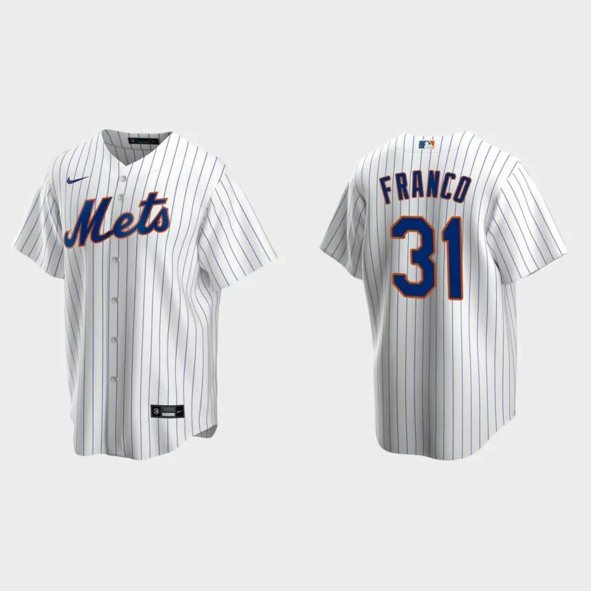 Men’s New York Mets John Franco White Replica Retired Player Jersey
