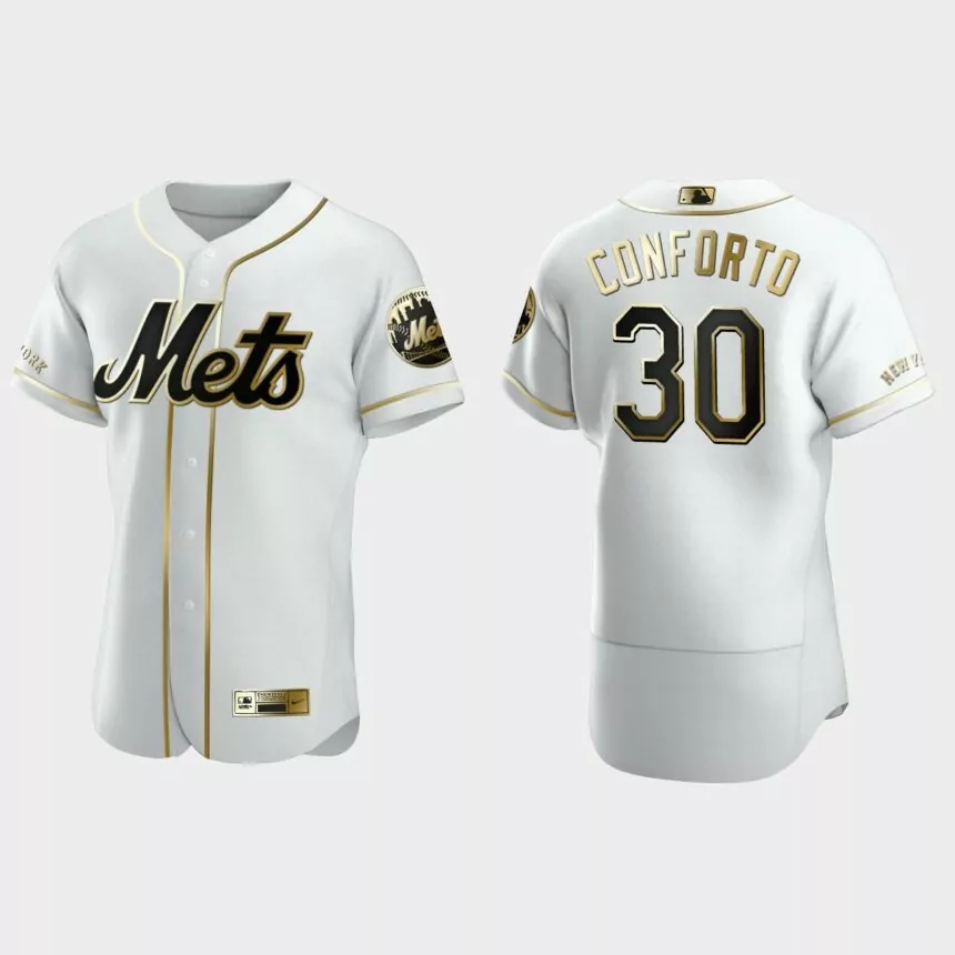 Men’s New York Mets Michael Conforto Authentic Golden Edition Jersey – White