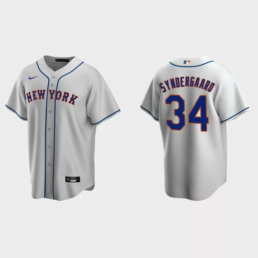 Men’s New York Mets Noah Syndergaard Road Replica Jersey – Gray