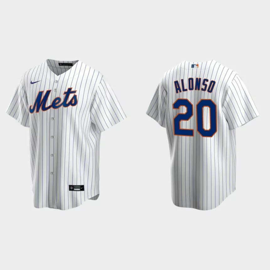 Men’s New York Mets Pete Alonso Home Replica Jersey – White