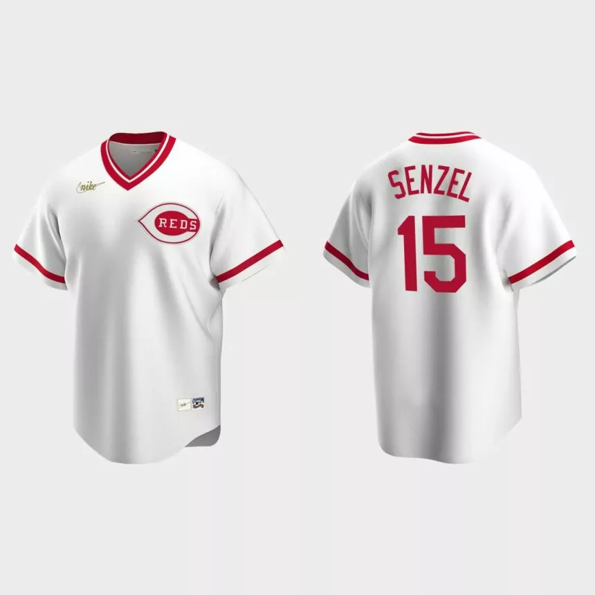 Men’s Nick Senzel Cincinnati Reds Cooperstown Collection Home Jersey – White
