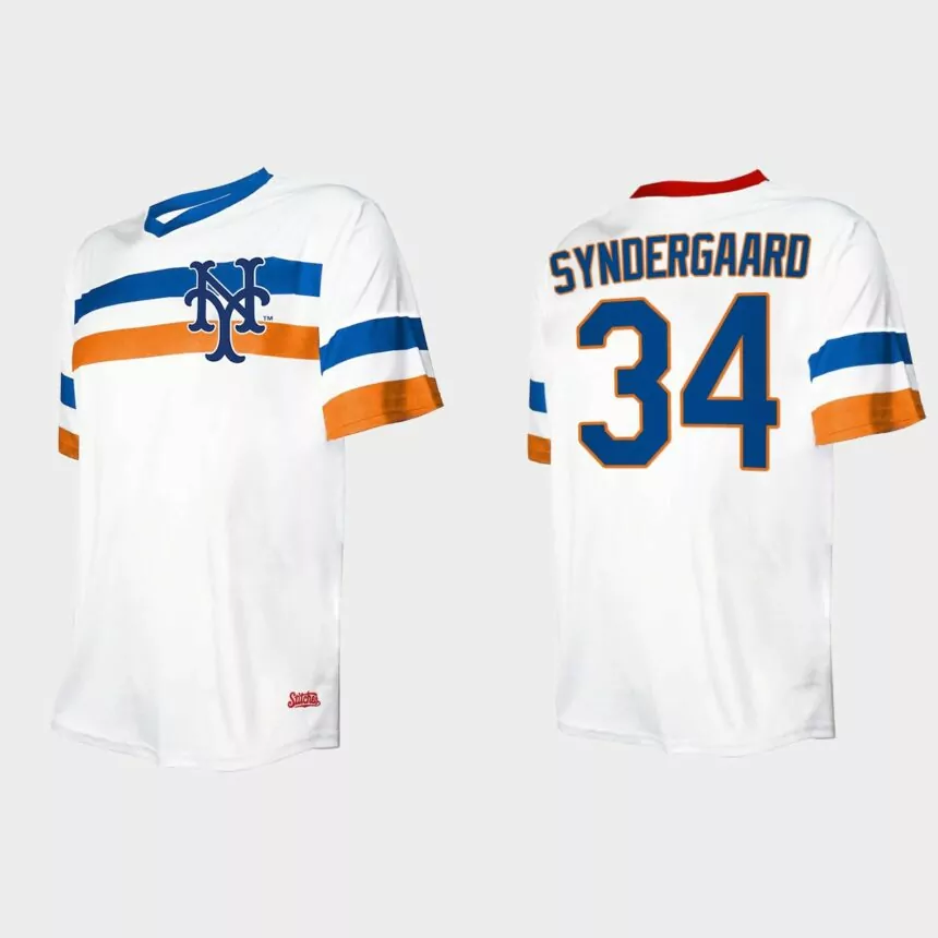 Men’s Noah Syndergaard New York Mets Cooperstown Collection V-Neck Jersey – White