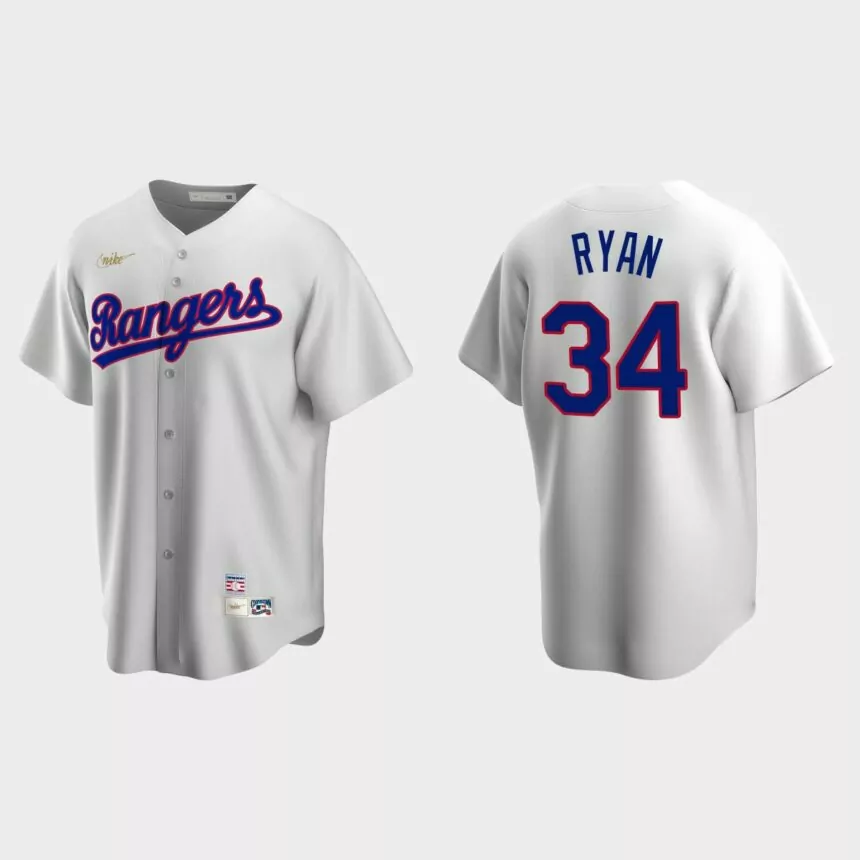 Men’s Nolan Ryan #34 Texas Rangers Cooperstown Collection Home Jersey – White