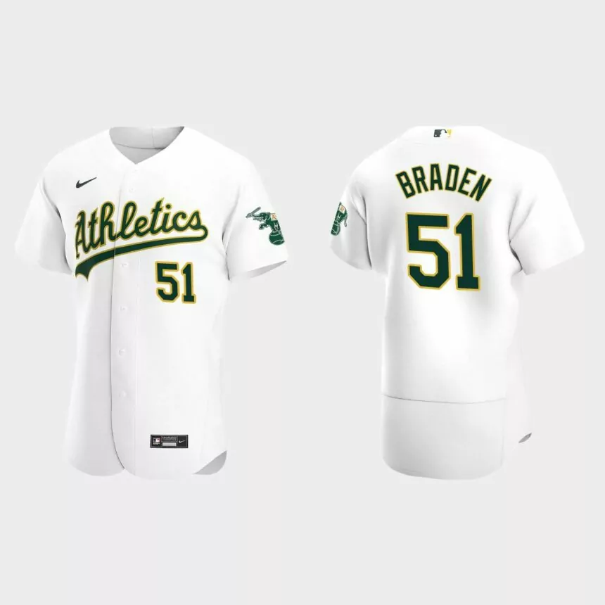 Men’s Oakland Athletics Dallas Braden White Authentic Retired Player Jersey