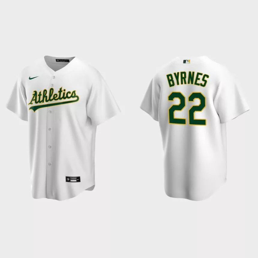 Men’s Oakland Athletics Eric Byrnes White Replica Retired Player Jersey