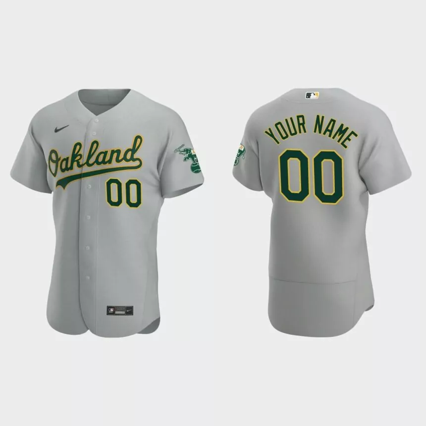 Men’s Oakland Athletics Gray Authentic Road Custom Jersey