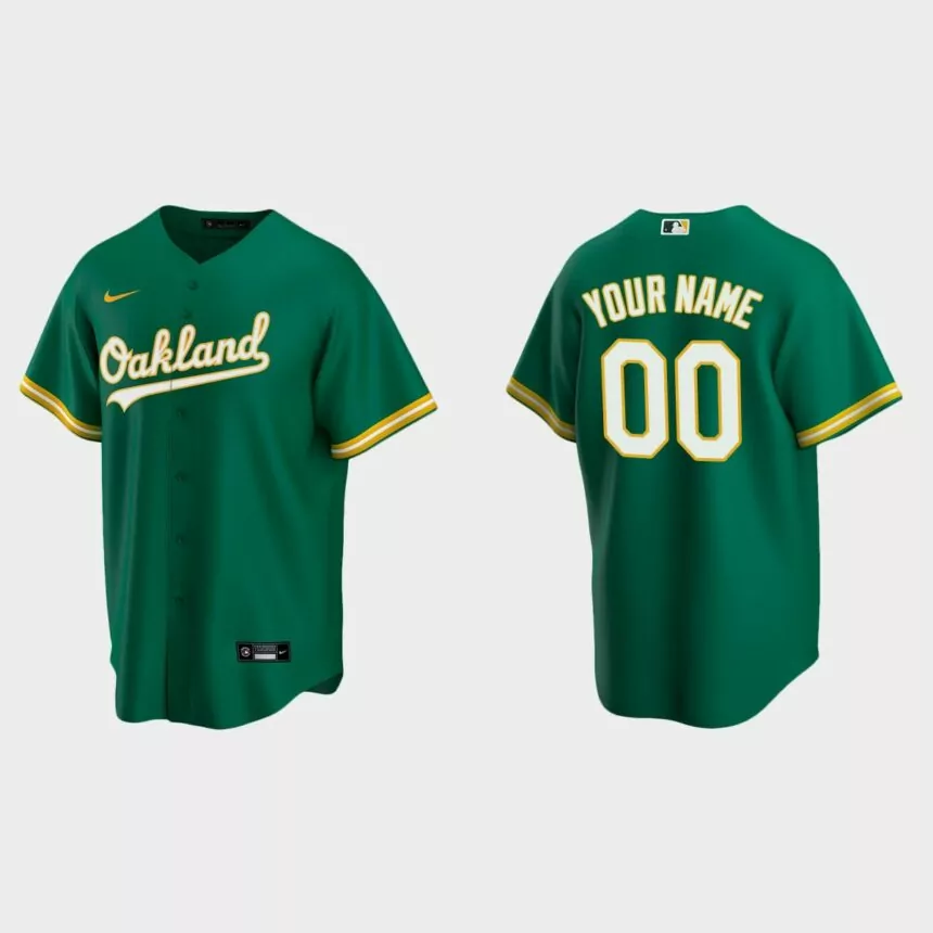Men’s Oakland Athletics Green Replica Alternate Custom Jersey