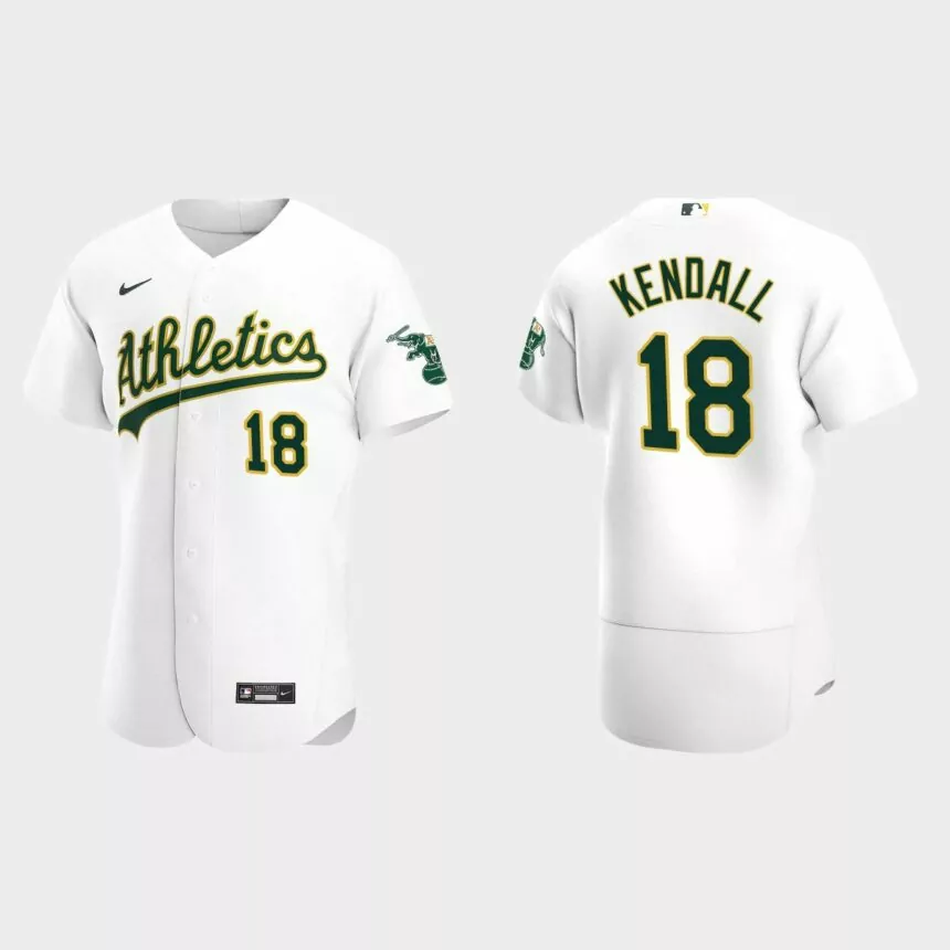 Men’s Oakland Athletics Jason Kendall White Authentic Retired Player Jersey
