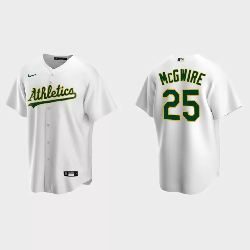 Men’s Oakland Athletics Mark McGwire Home Replica Jersey – White
