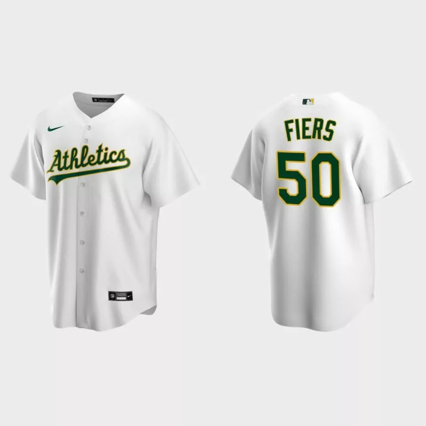 Men’s Oakland Athletics Mike Fiers Home Replica Jersey – White