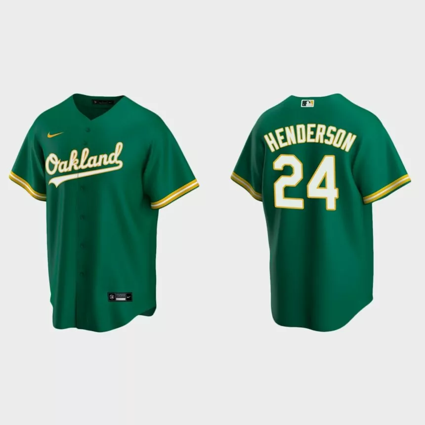 Men’s Oakland Athletics Rickey Henderson Alternate Replica Jersey – Green