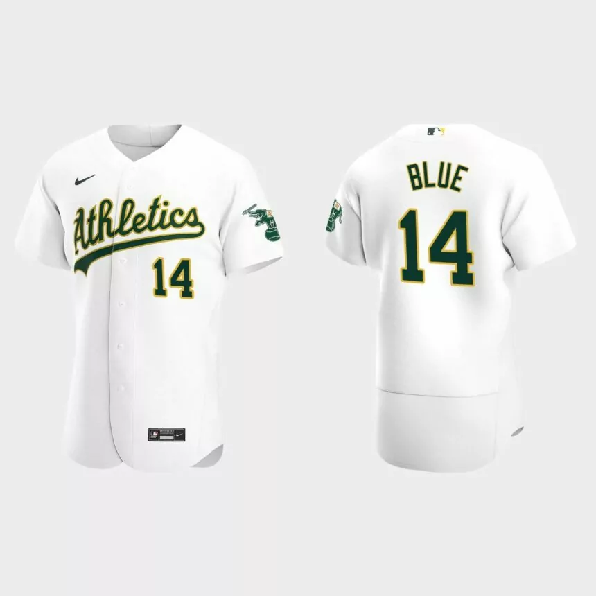 Men’s Oakland Athletics Vida Blue White Authentic Retired Player Jersey