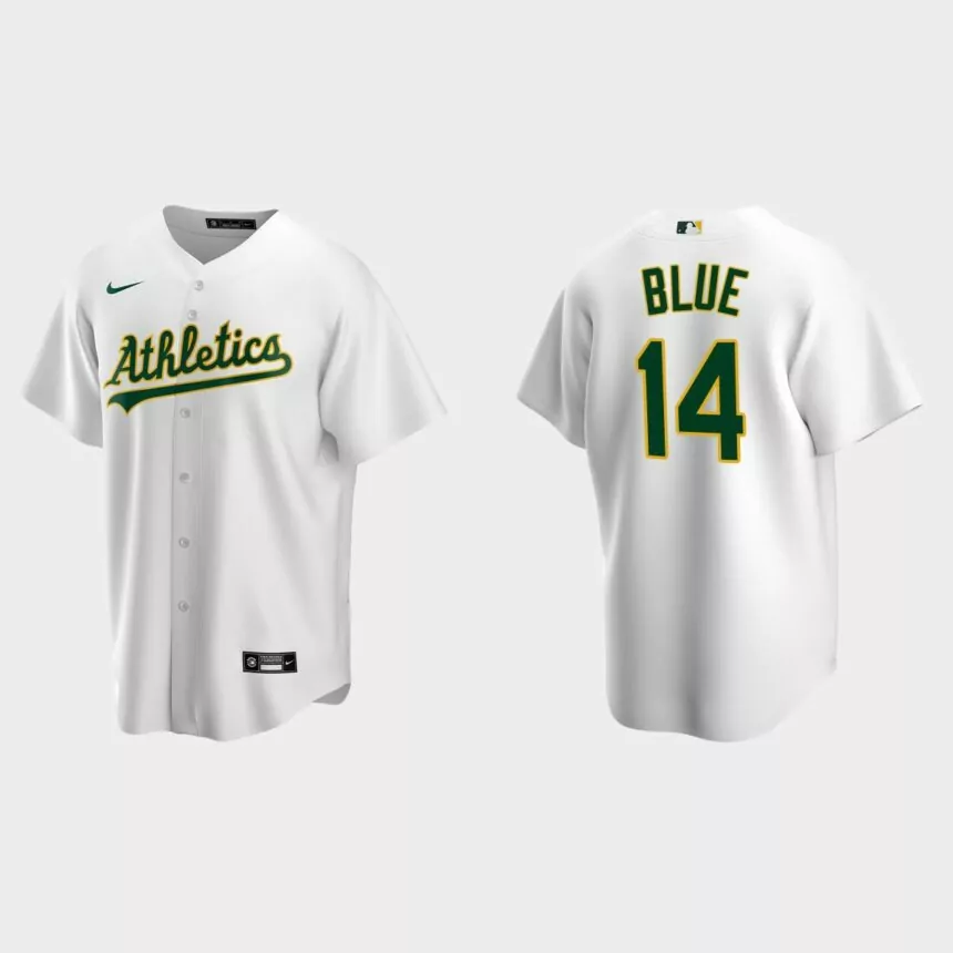 Men’s Oakland Athletics Vida Blue White Replica Retired Player Jersey