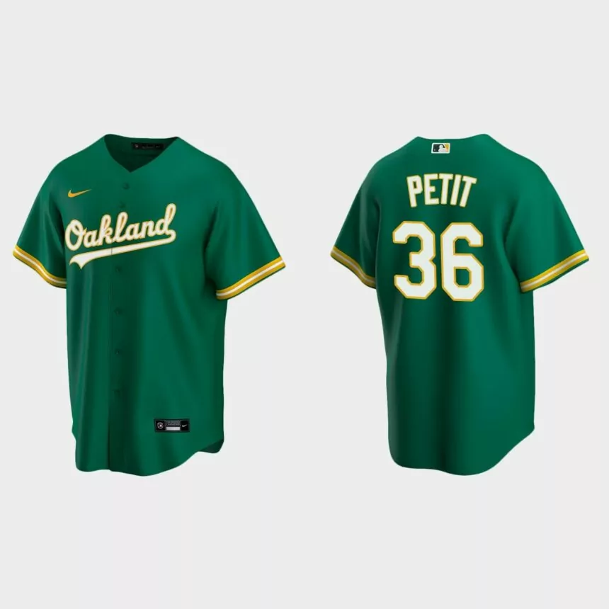 Men’s Oakland Athletics Yusmeiro Petit Alternate Replica Jersey – Green