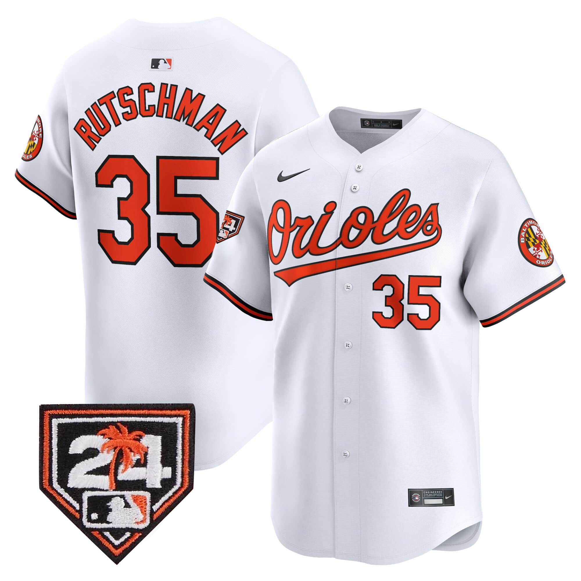 Men’s Orioles 2024 Spring Training Patch Vapor Premier Limited Jersey – All Stitched Adley Rutschman 35
