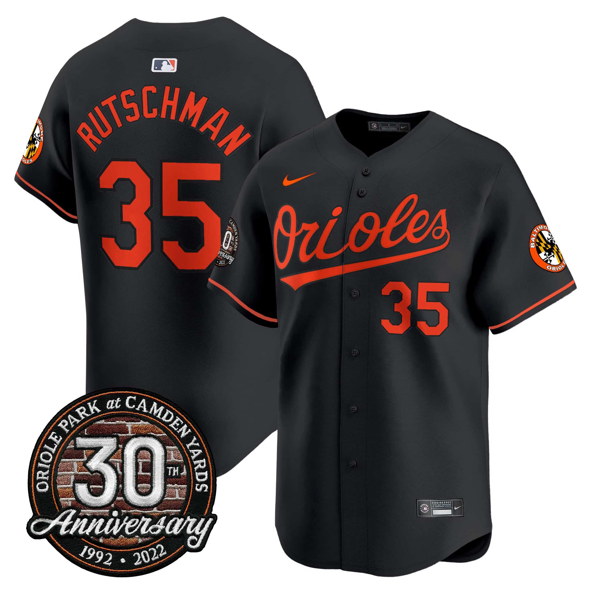 Men’s Orioles Camden Yards 30th Anniversary Patch Vapor Premier Limited Jersey – All Stitched Adley Rutschman      35 (1)