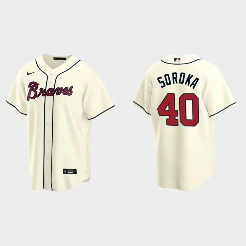 Men’s Ozzie Albies Atlanta Braves Alternate Replica Jersey – Cream