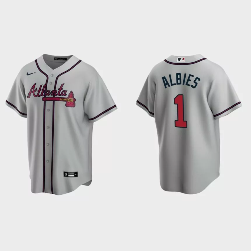 Men’s Ozzie Albies Atlanta Braves Road Replica Jersey – Gray