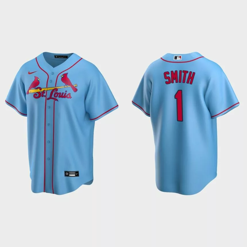 Men’s Ozzie Smith #1 St. Louis Cardinals Alternate Replica Jersey – Light Blue
