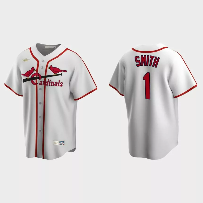 Men’s Ozzie Smith #1 St. Louis Cardinals Cooperstown Collection Home Jersey – White