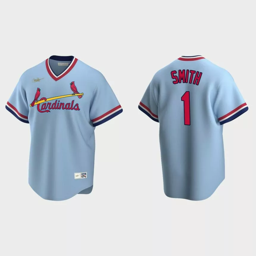 Men’s Ozzie Smith #1 St. Louis Cardinals Cooperstown Collection Road Jersey – Light Blue