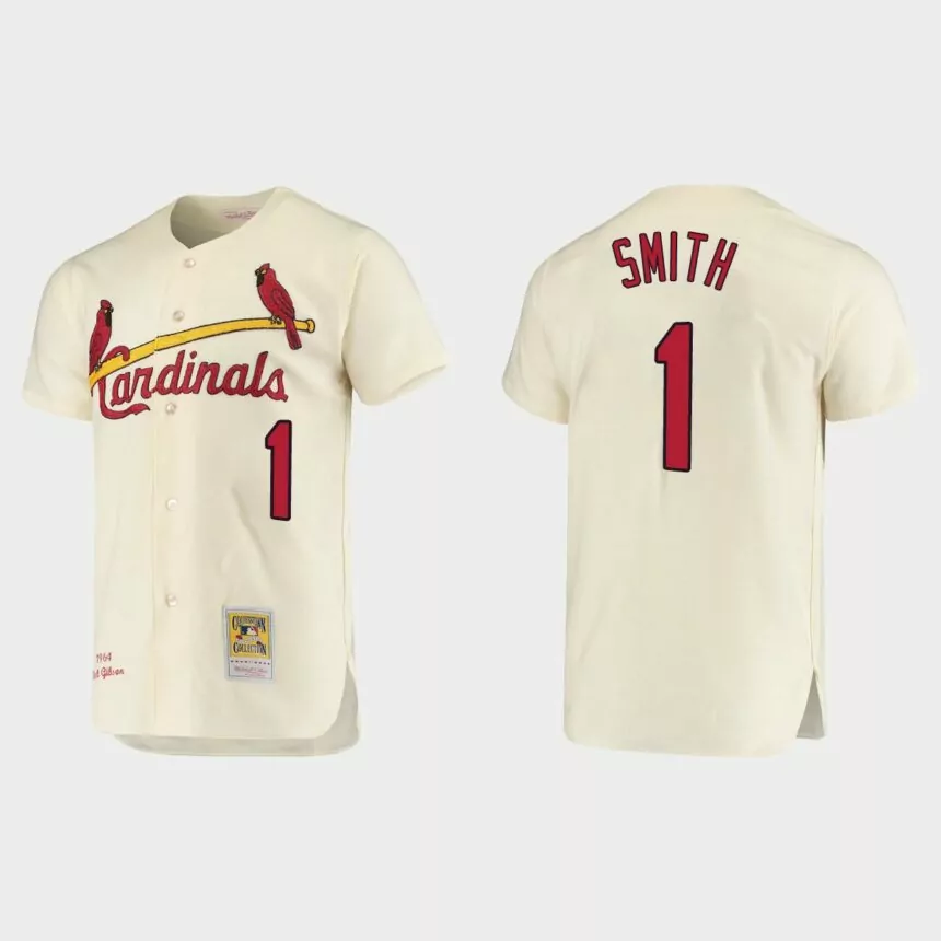 Men’s Ozzie Smith St. Louis Cardinals Cooperstown Collection Authentic Jersey – Cream