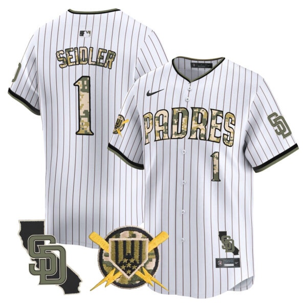 Men’s Padres Armed Forces Day Vapor Premier Limited Jersey – All Stitched 1 Peter Seidler