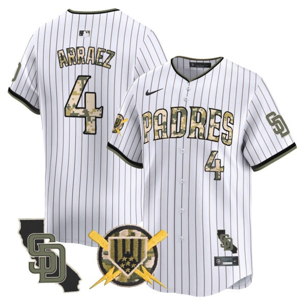 Men’s Padres Armed Forces Day Vapor Premier Limited Jersey – All Stitched 4  Luis Arraez