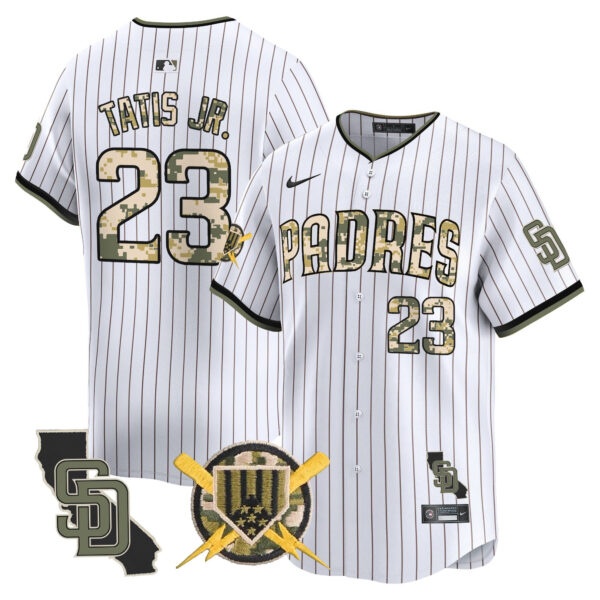 Men’s Padres Armed Forces Day Vapor Premier Limited Jersey – All Stitched Fernando Tatis Jr.     2 3