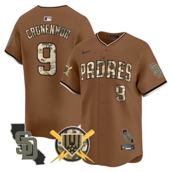 Men’s Padres Armed Forces Day Vapor Premier Limited Jersey – All Stitched Jake Cronenworth    9